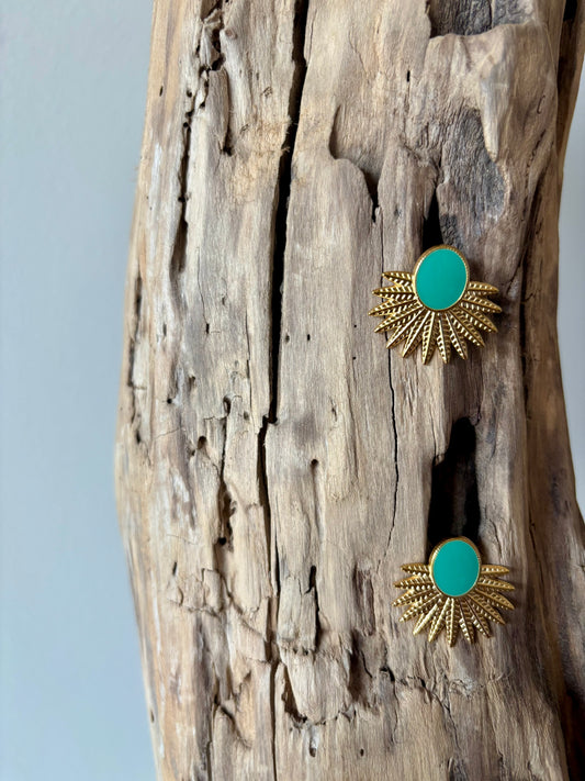 Boucles d’oreilles Eléa – Bohème Chic Minimaliste Doré & Turquoise