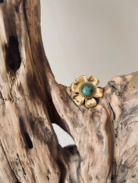 Callista — Grande Bague Fleur Dorée Ajustable