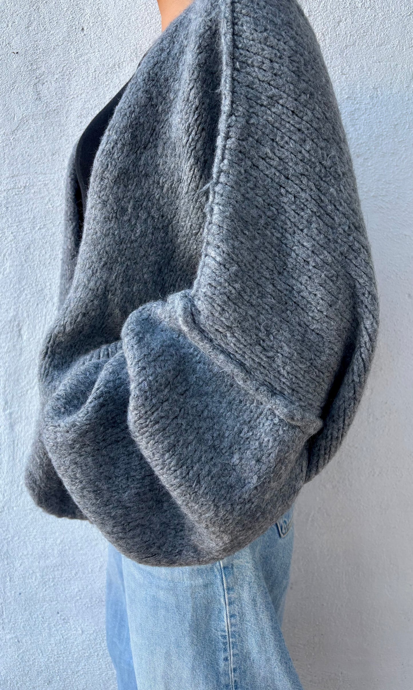 Gilet oversize à coutures extérieures Zoé - gris foncé