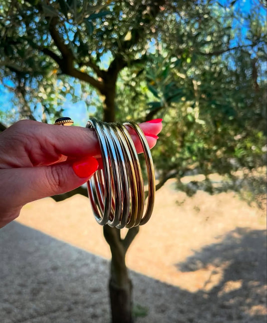 Gaïa — Set di 6 bracciali bohémien in oro e argento