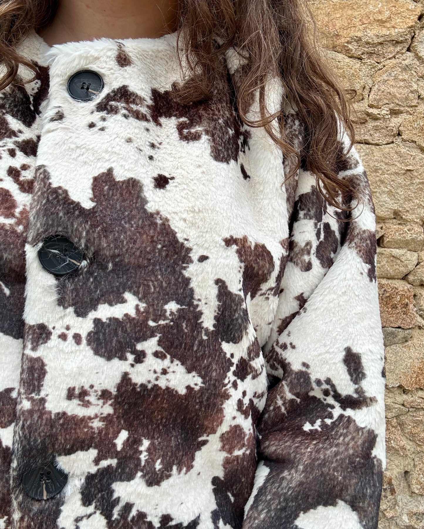 Manteau Marguerite - Fourrure synthétique imprimée vache