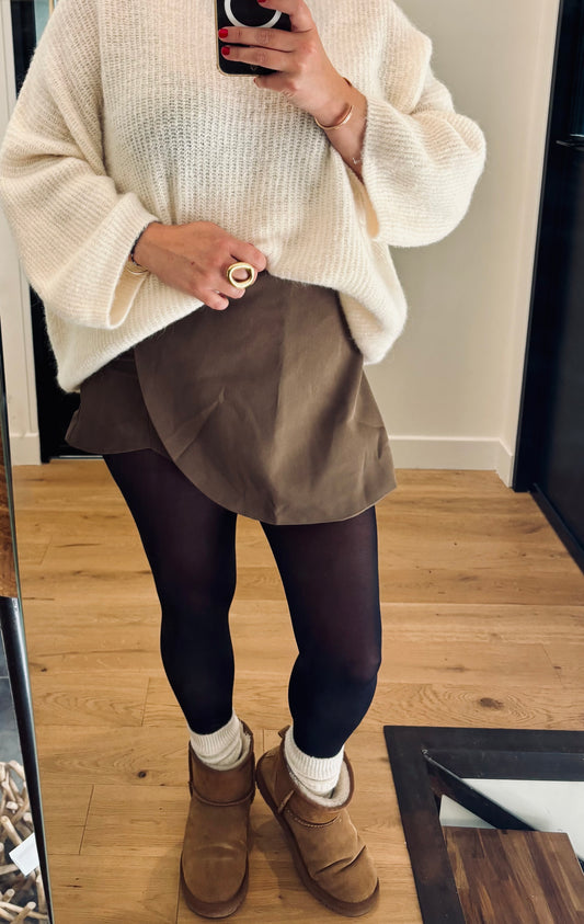 Mini-jupe short marron café Soline