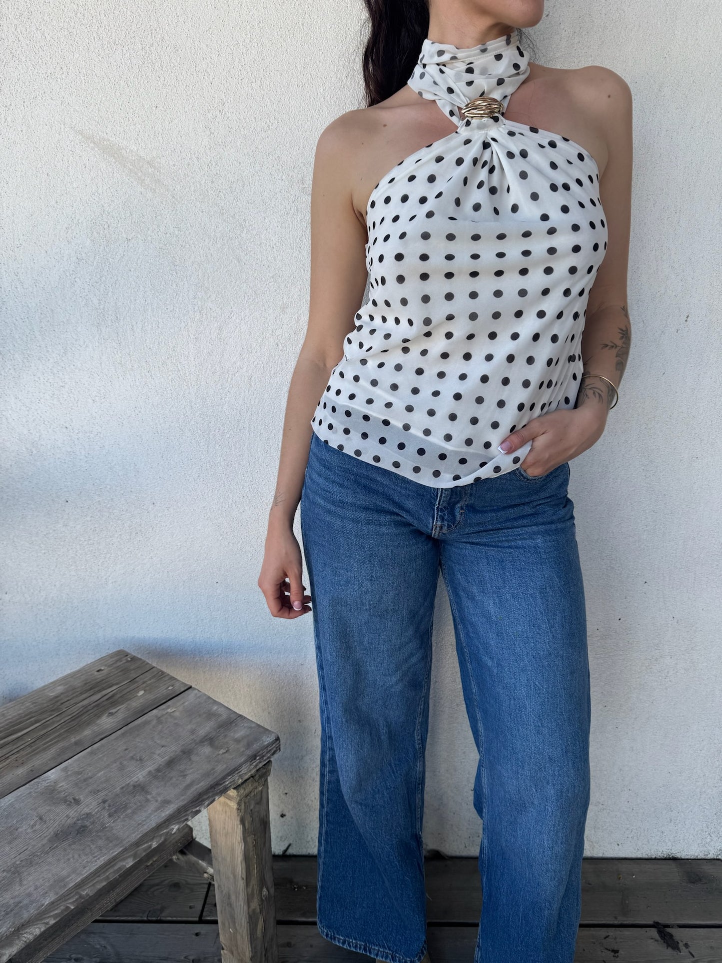 Top à pois CARMEN • blanc dos nu