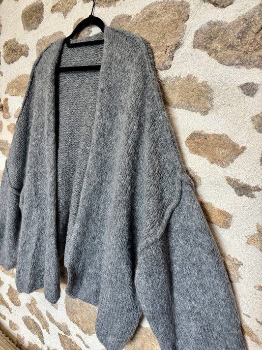 Gilet oversize à coutures extérieures Zoé - gris foncé