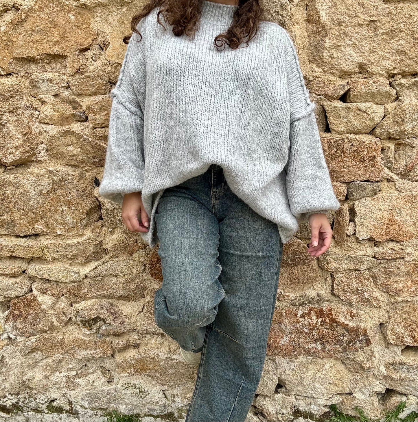 Pull oversize Manon - gris clair