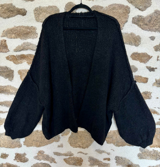 Gilet oversize à coutures extérieures Zoé -noir