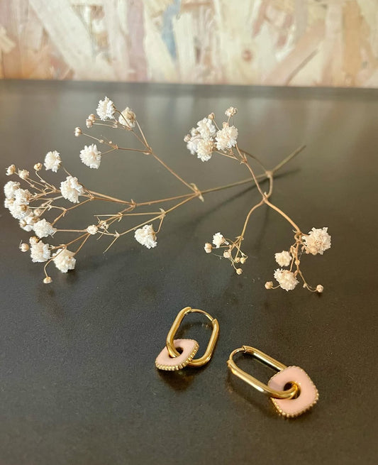Boucles d’oreilles Célina – Créoles dorées et émail coloré
