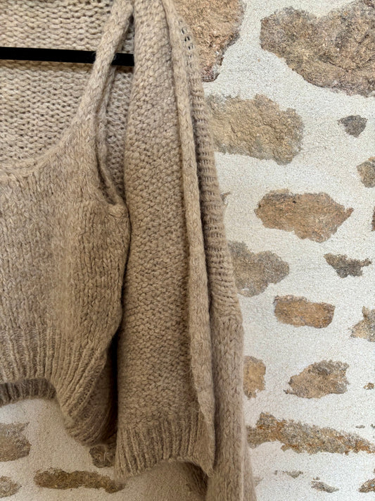 Ensemble gilet oversize & top débardeur Romy - beige