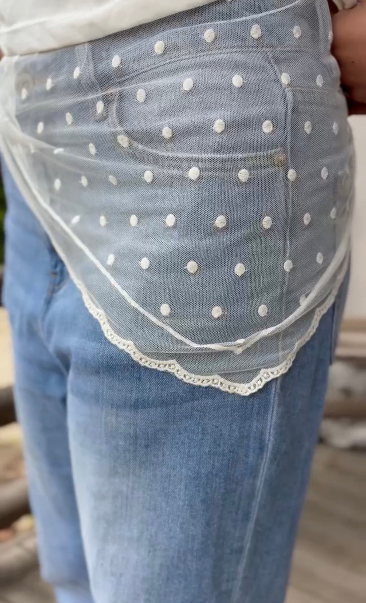 Foulard bandana dentelle à pois