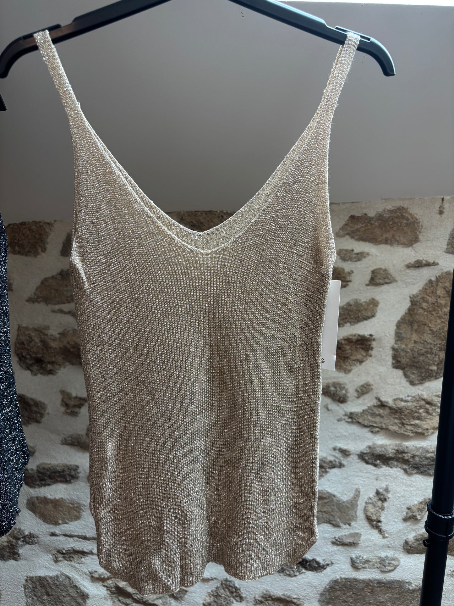 Débardeur pailleté • beige doré