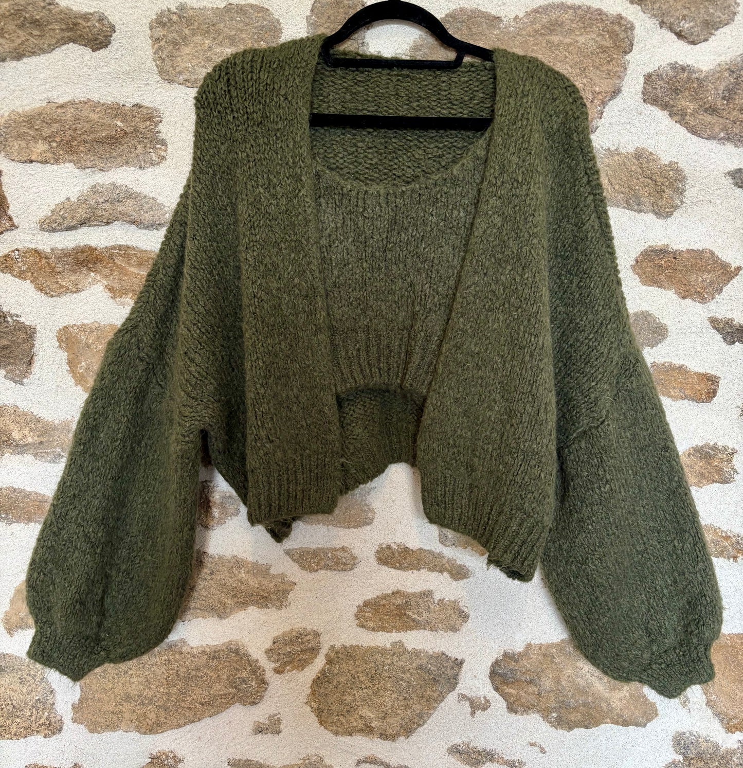 Ensemble gilet oversize & top débardeur Romy - kaki