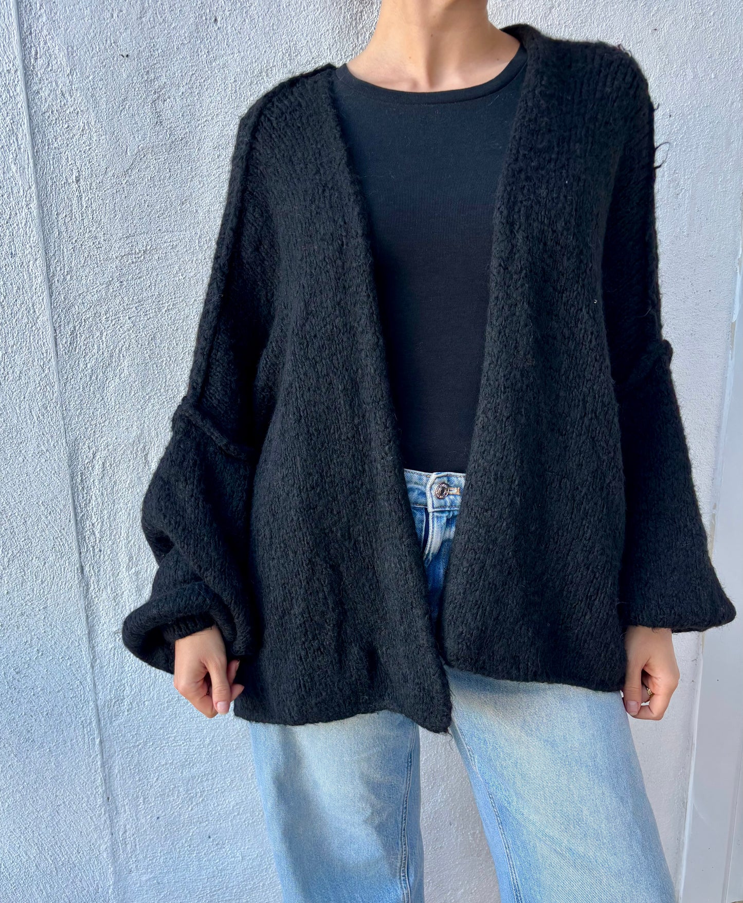 Gilet oversize à coutures extérieures Zoé -noir