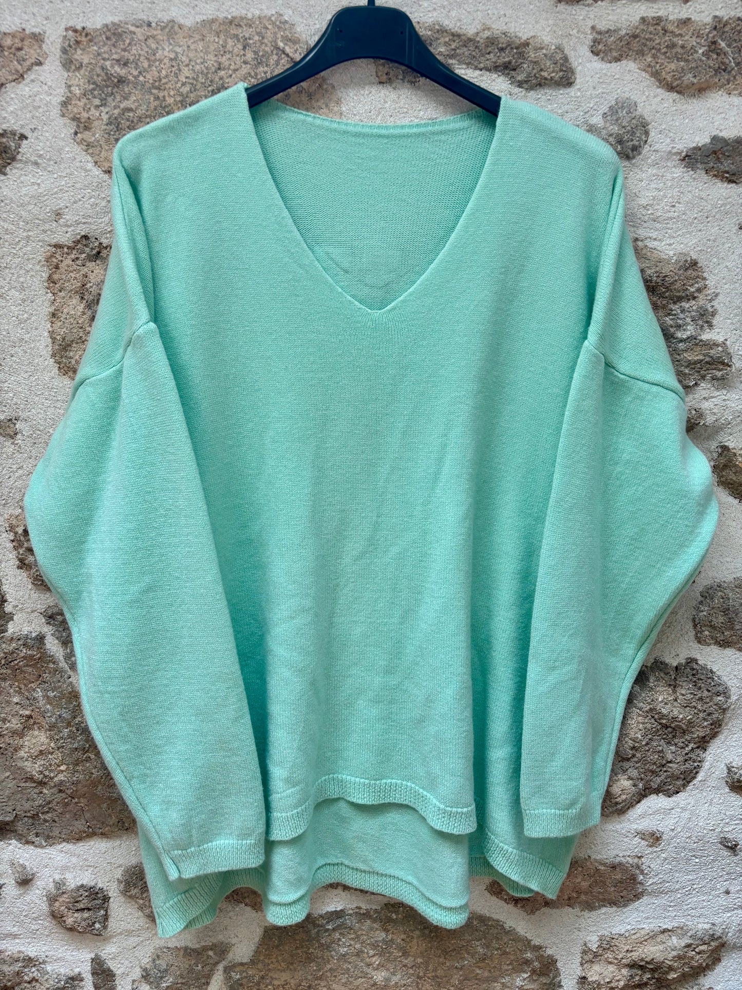 Pull oversize Good Vibes - Vert d'eau