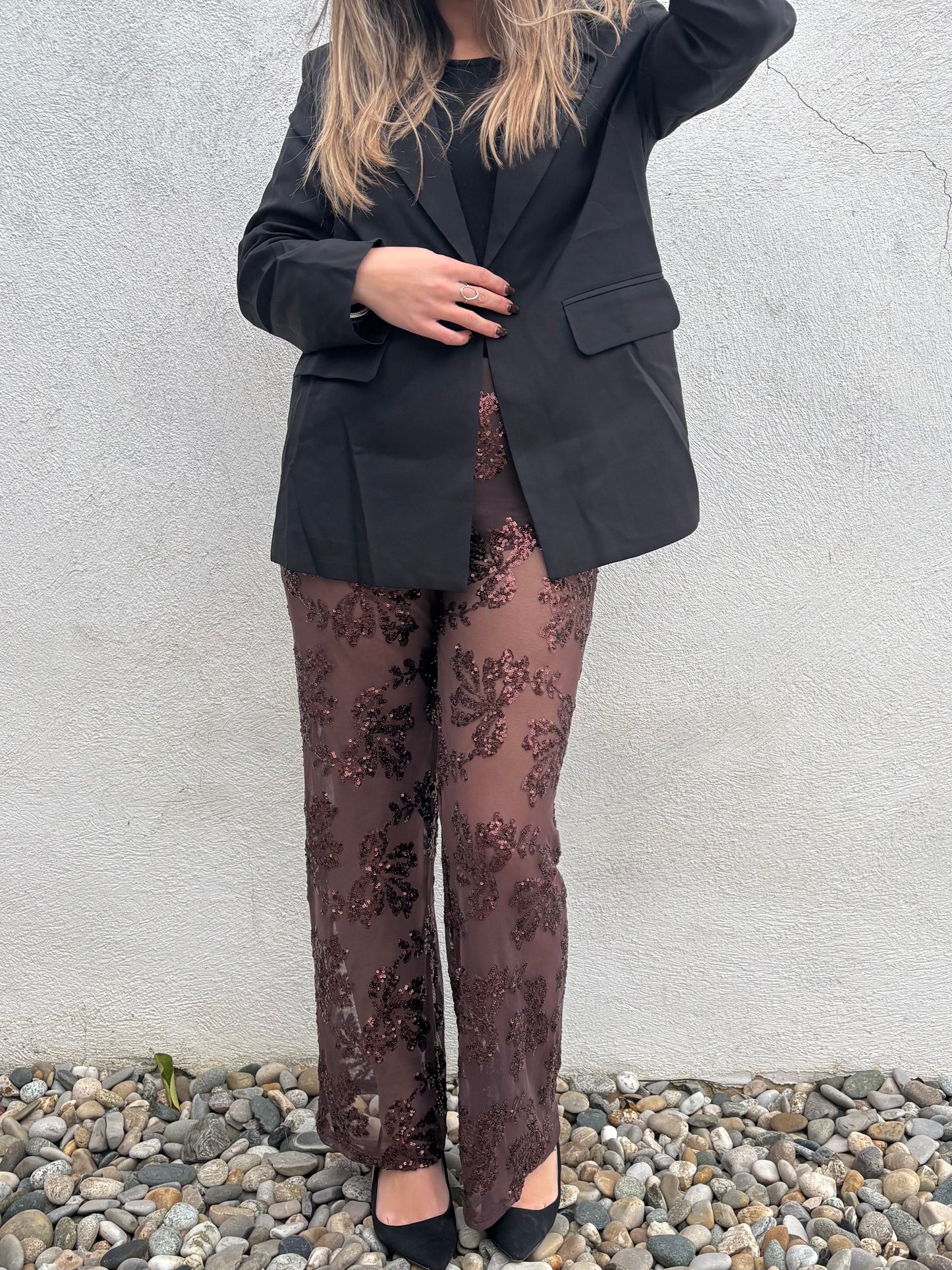 Pantalon Sequins chocolat