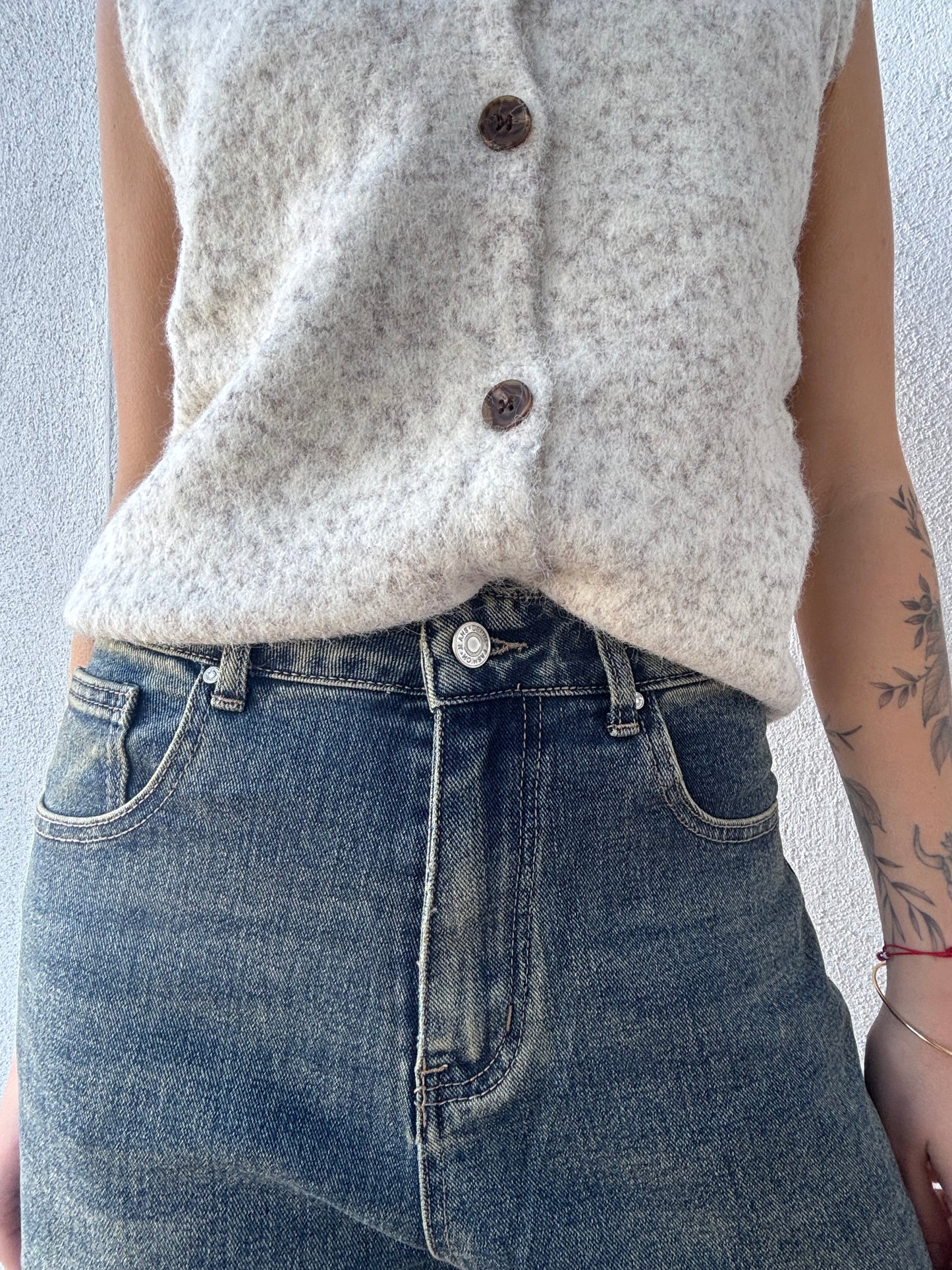 Gilet Anne - sans manches boutonné maille effet laine