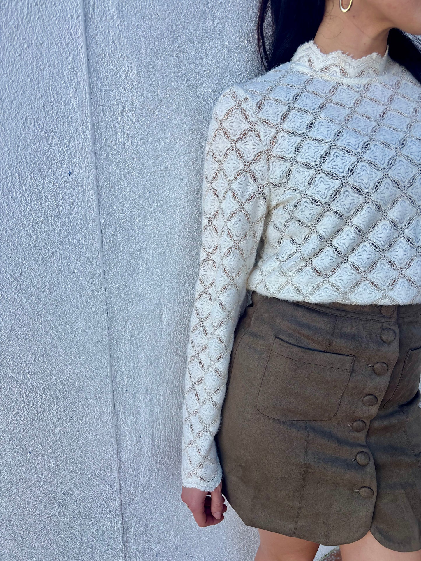 Blouse Marthe - texturée geométrique écru -