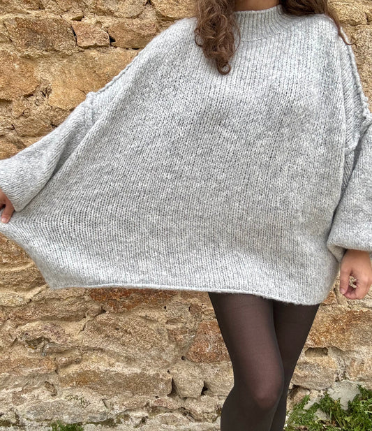 Pull oversize Manon - gris clair