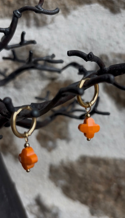 Mini créoles TRÈFLE • Orange