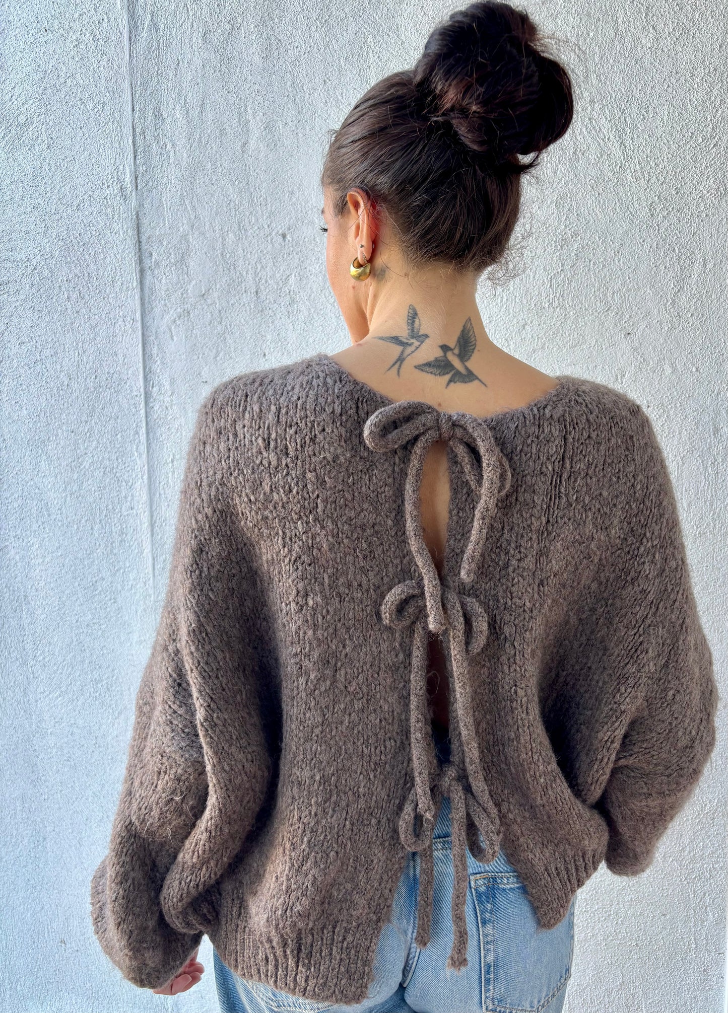 Gilet oversize à nœuds Clémence - noisette