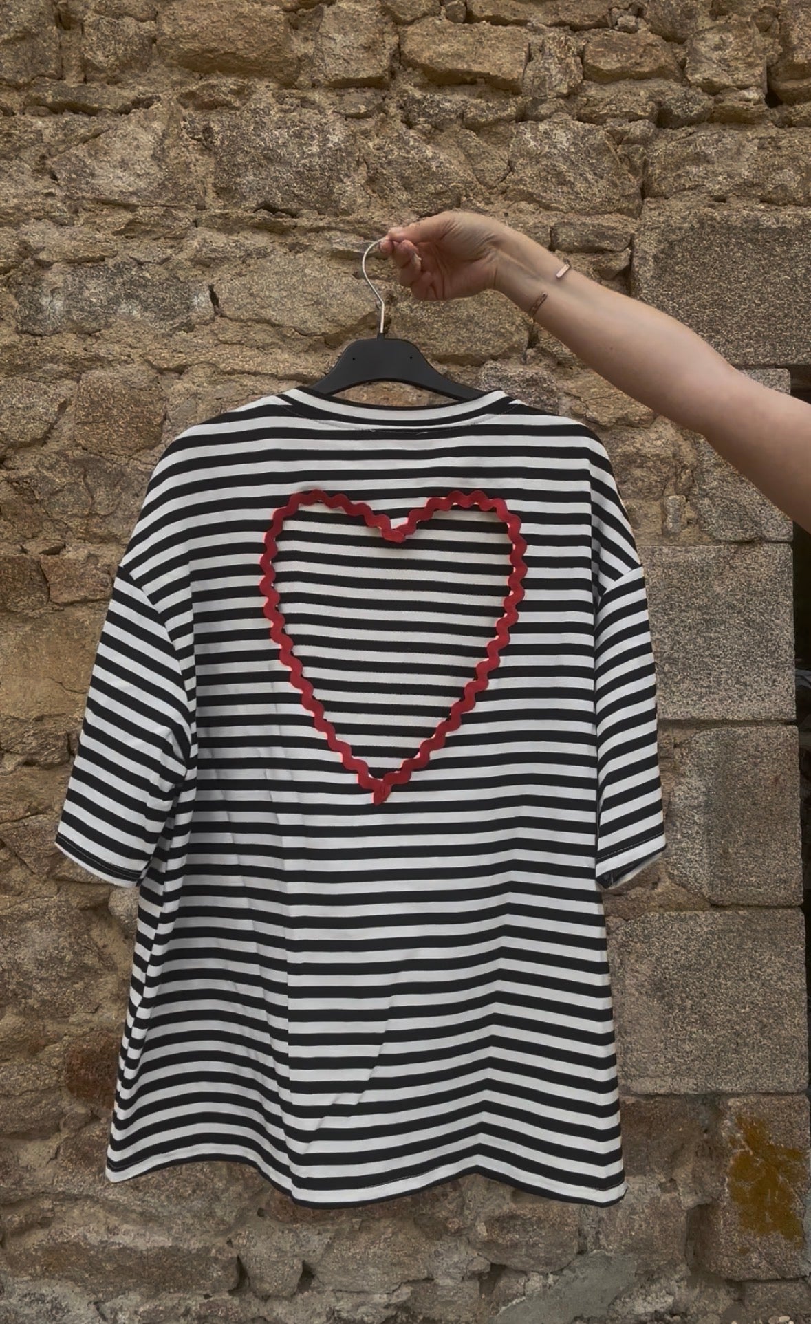 T-shirt MARINIÈRE • Dos nu cœur - noir & blanc
