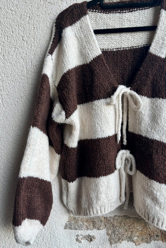 Cardigan noeuds réversible Chloé - Chocolat