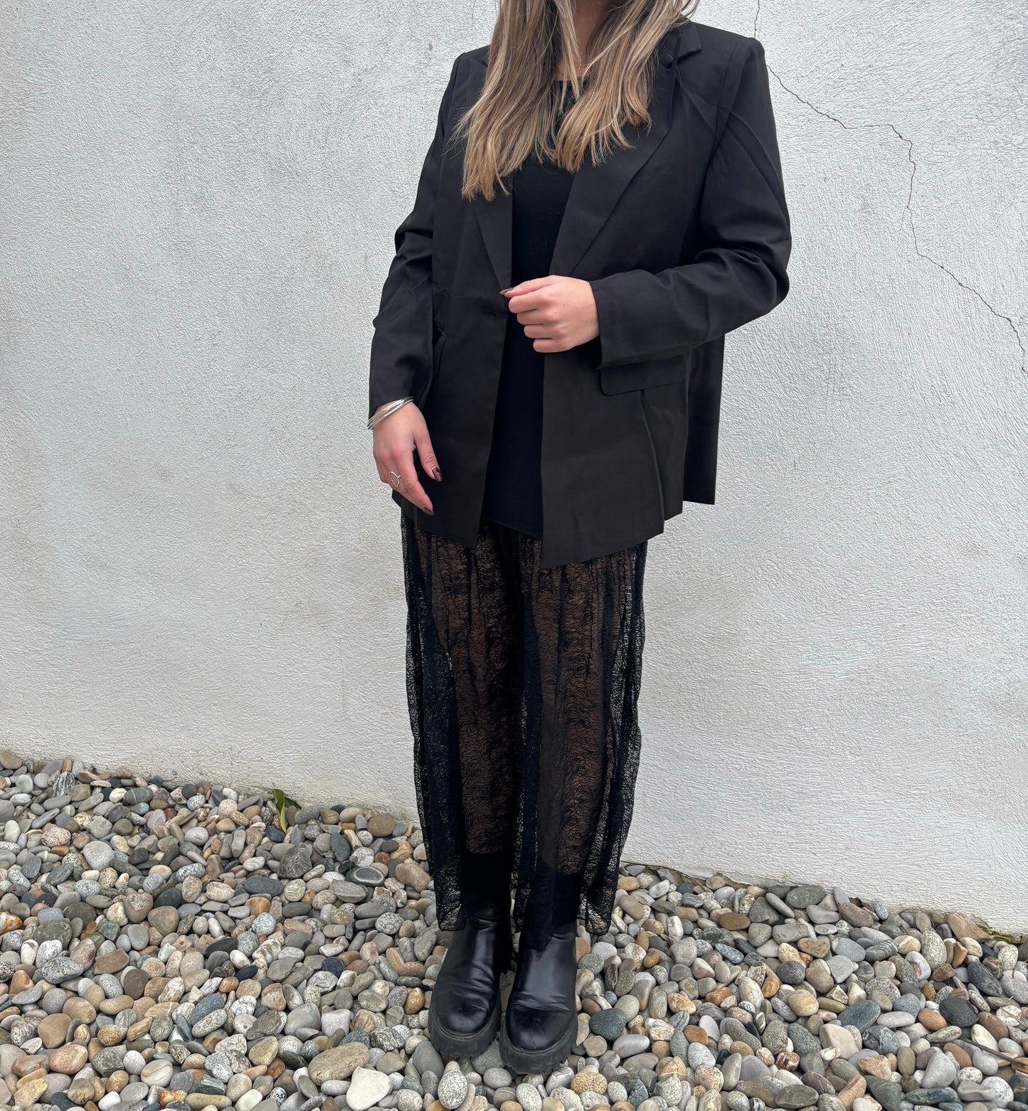 Blazer chic - noir droit avec doublure et épaulettes