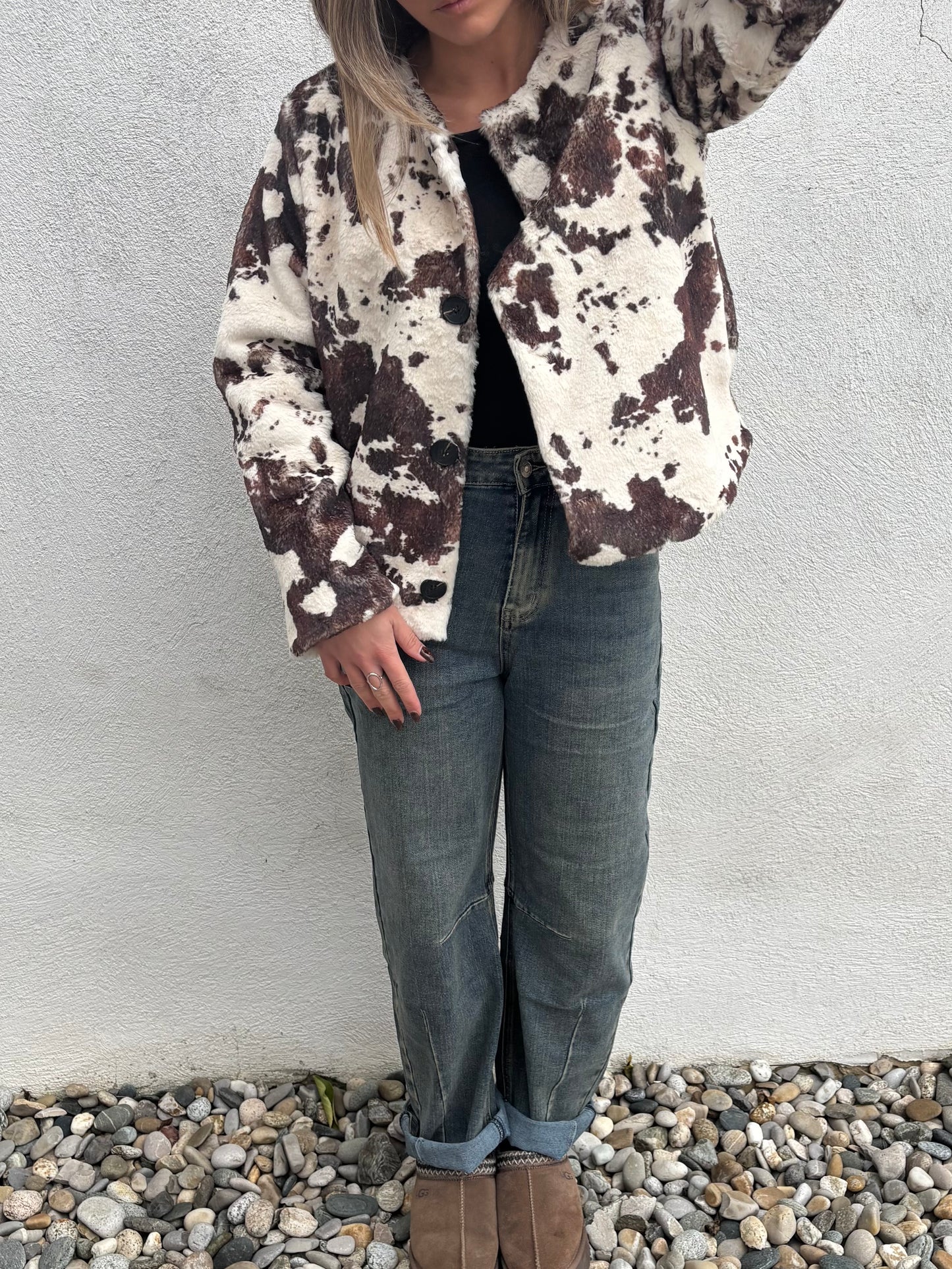 Manteau Marguerite - Fourrure synthétique imprimée vache