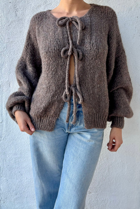 Gilet oversize à nœuds Clémence - noisette