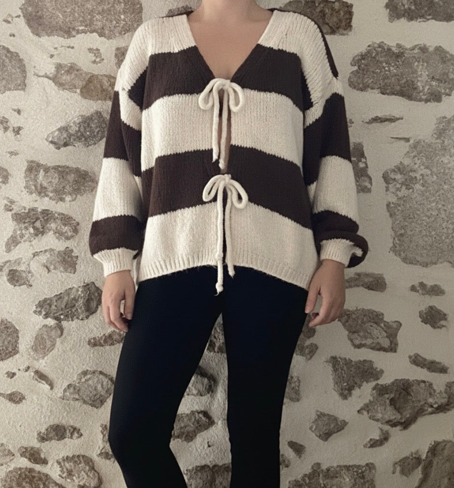 Gilet Chloé - marinière chocolat