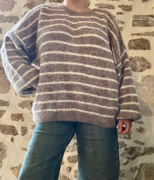 Pull rayé Léa - marron clair
