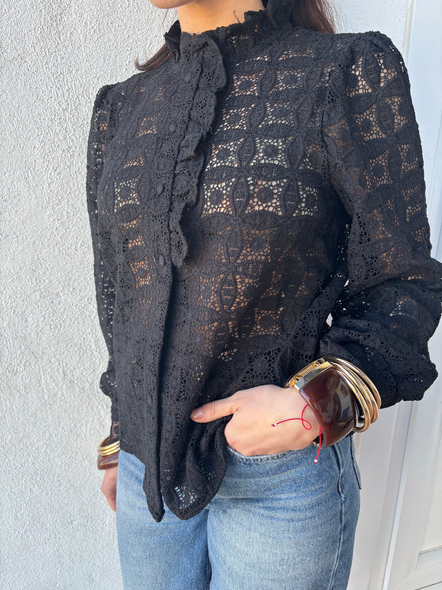 Chemise Victoire - guipure noire