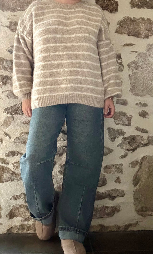Pull rayé Léa - beige