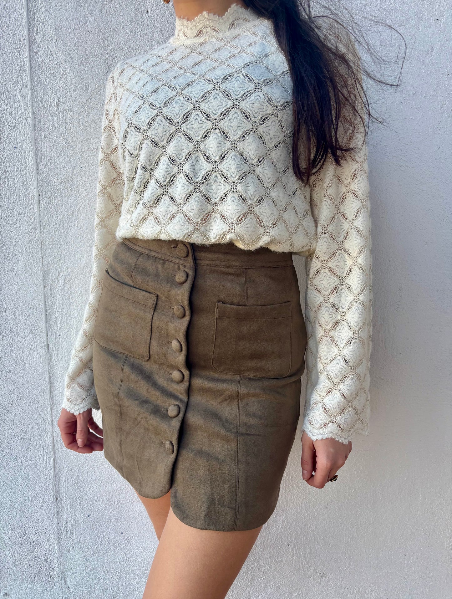 Blouse Marthe - texturée geométrique écru -