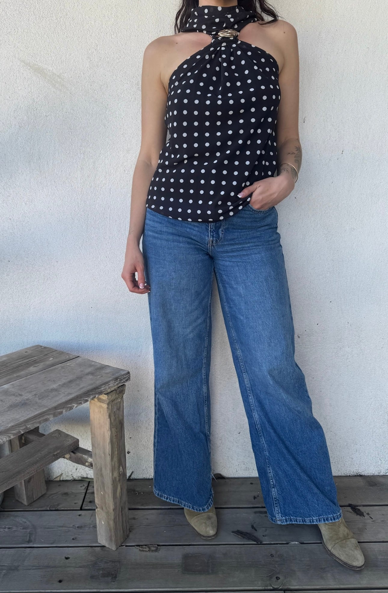 Top à pois CARMEN • noir dos nu