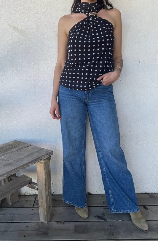Top à pois CARMEN • noir dos nu