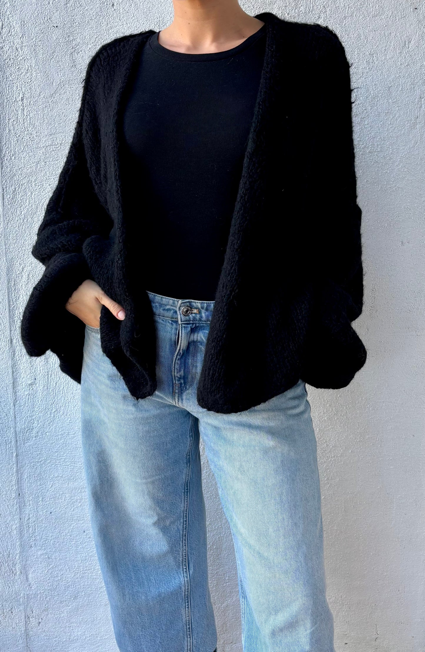 Gilet oversize à coutures extérieures Zoé -noir