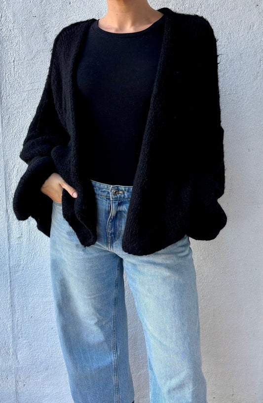 Gilet oversize à coutures extérieures Zoé -noir