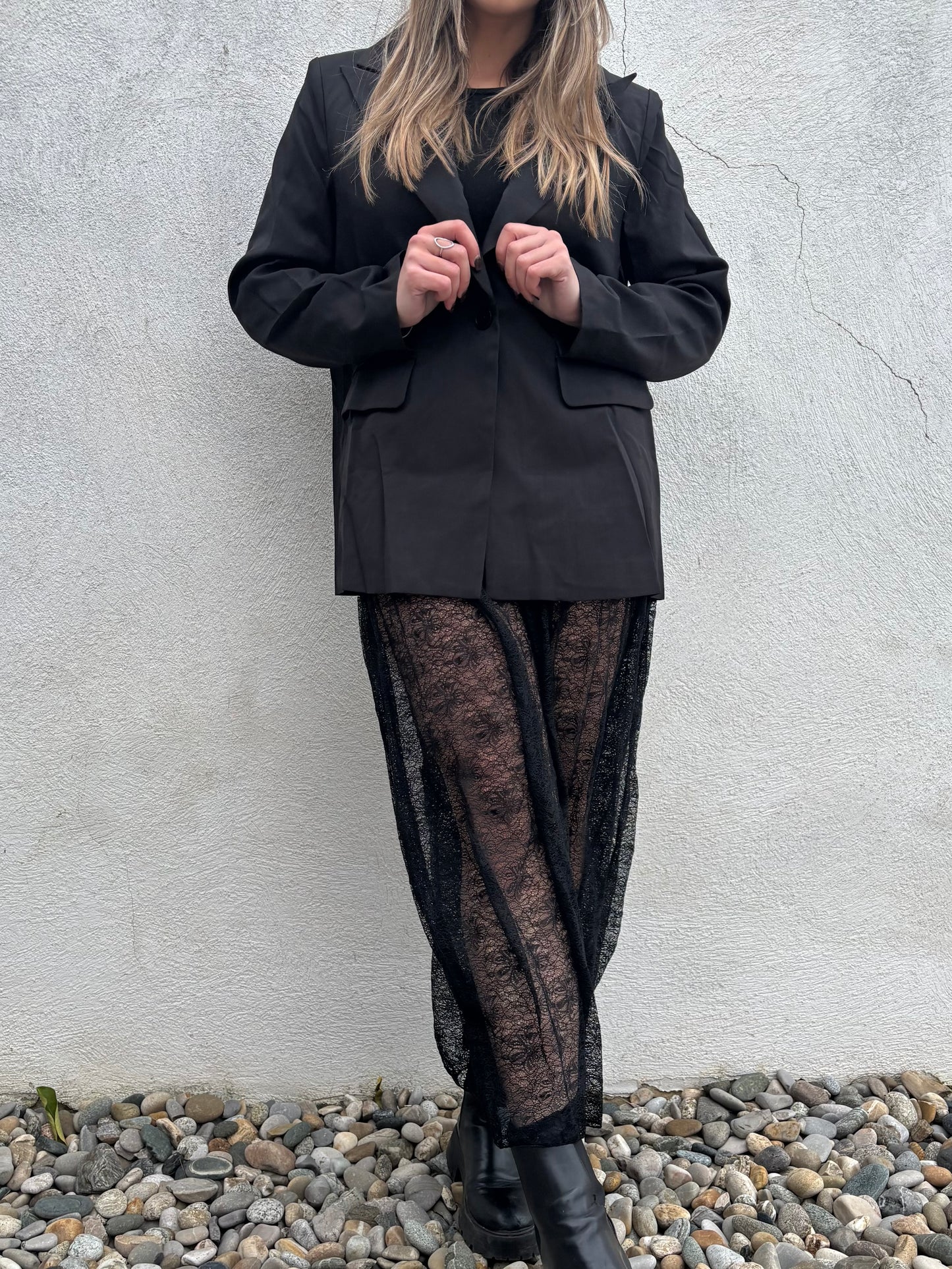 Blazer chic - noir droit avec doublure et épaulettes