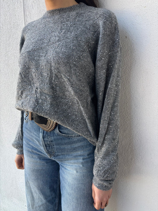 Pull Célestine - gris pailleté sequins