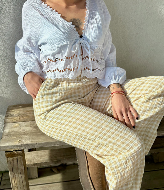 Pantalon PALERMO • Vichy beige