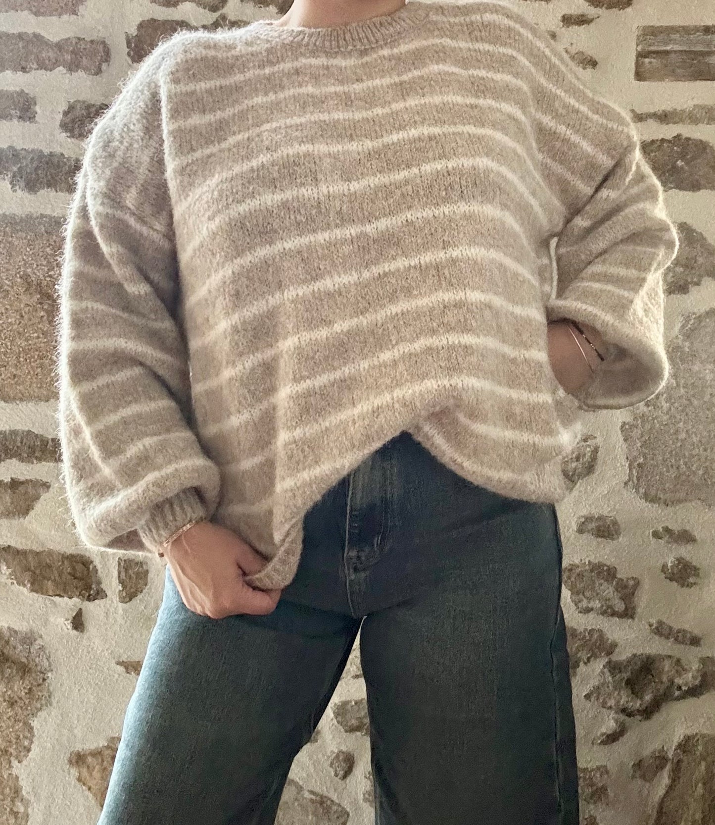 Pull rayé Léa - beige