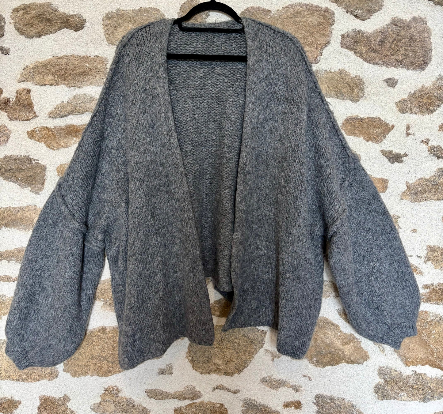 Gilet oversize à coutures extérieures Zoé - gris foncé