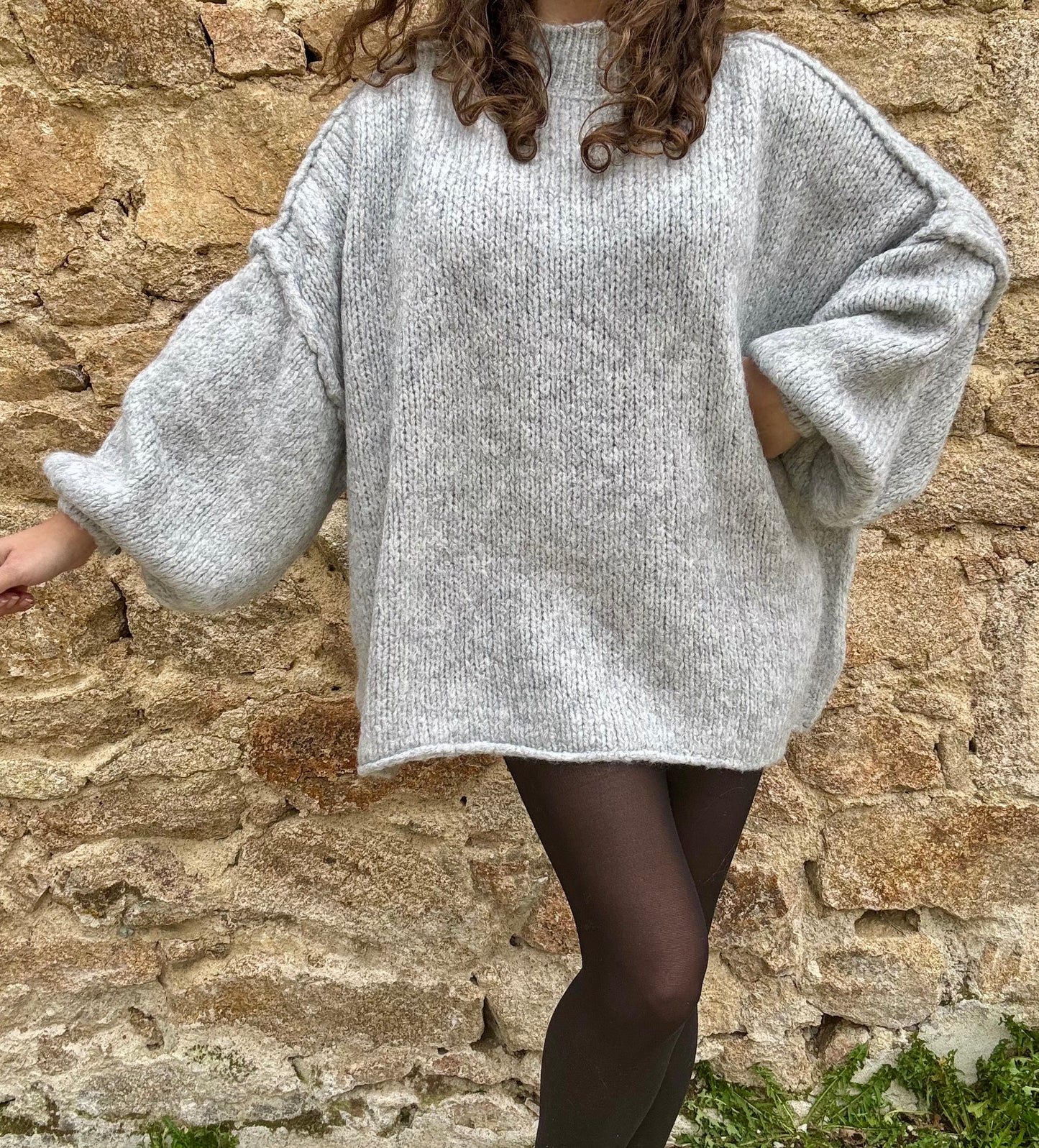 Pull oversize Manon - gris clair