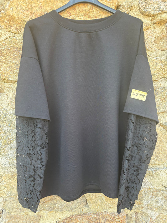Top manches dentelle noir -