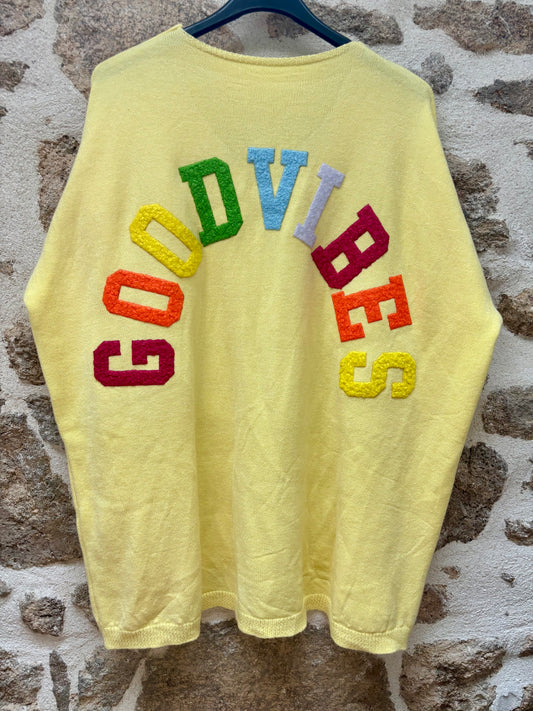 Pull oversize Good Vibes - Jaune