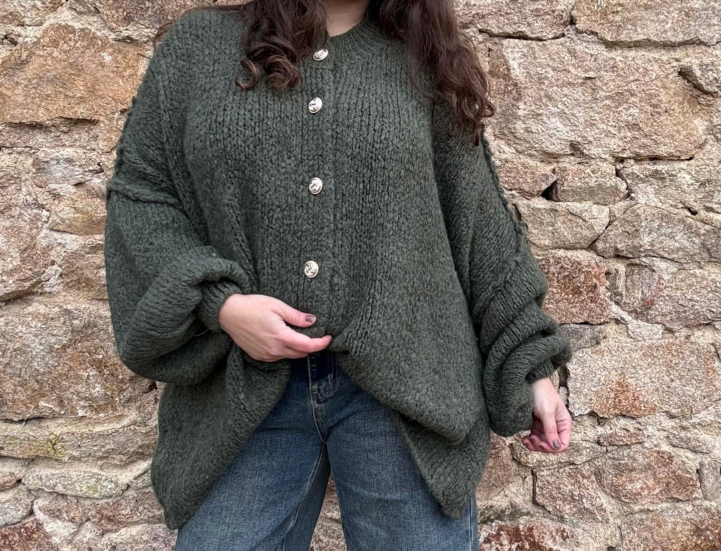 Pull gilet Adèle - kaki