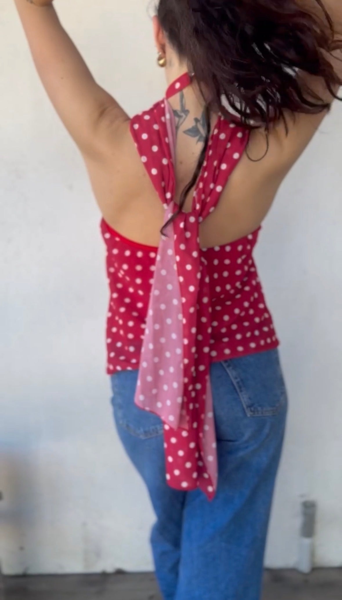Top à pois CARMEN • rouge dos nu