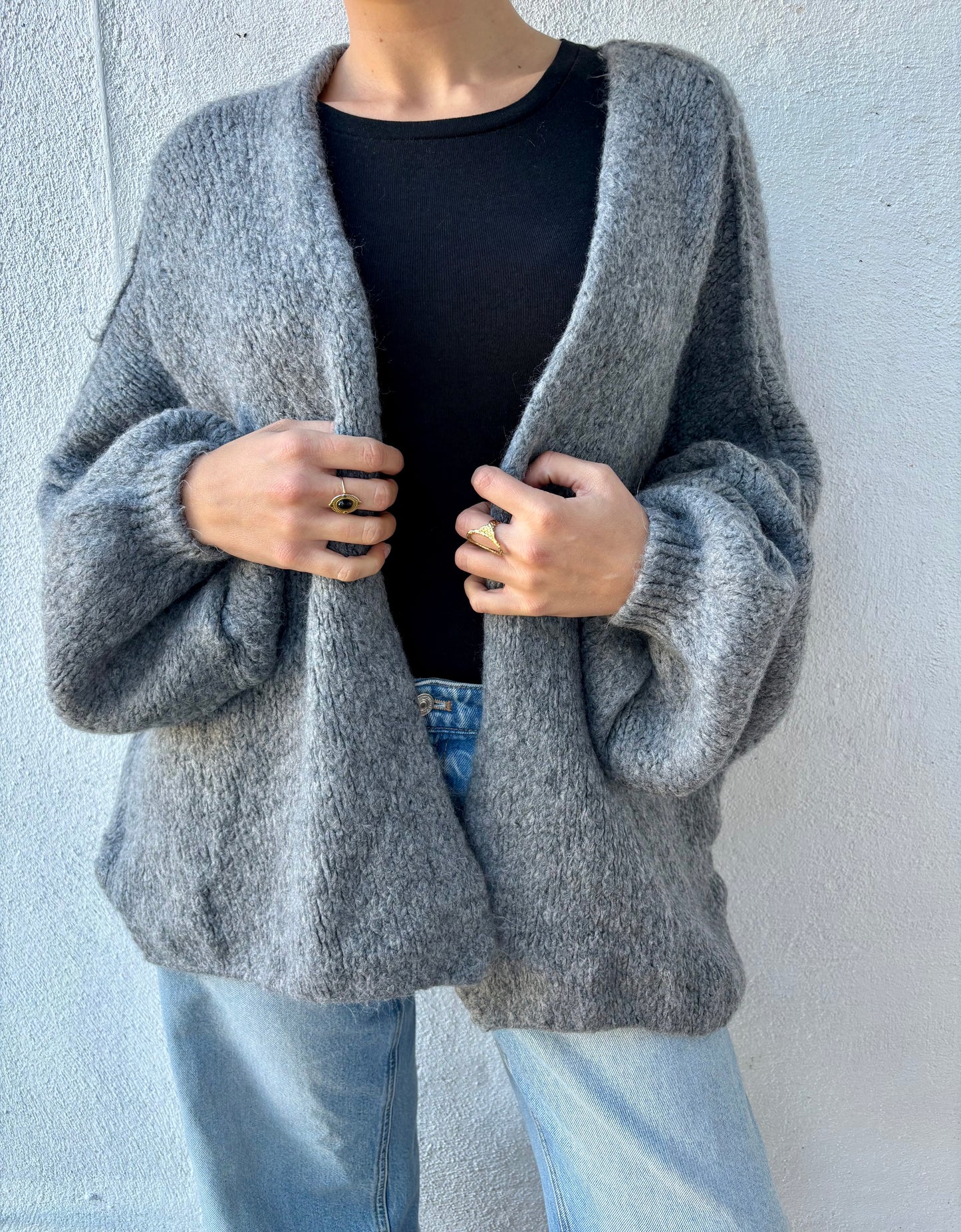 Gilet oversize à coutures extérieures Zoé - gris foncé