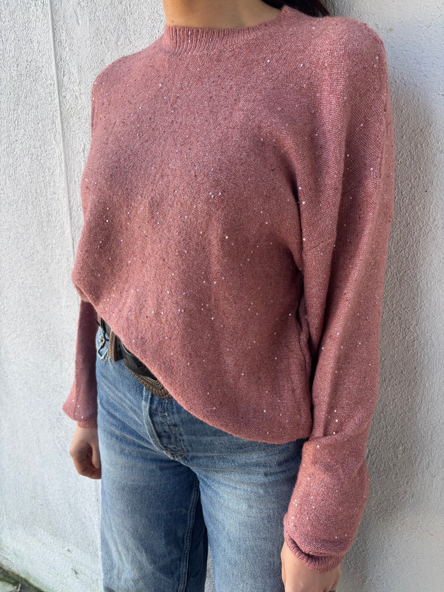 Pull Célestine - rose pailleté sequins