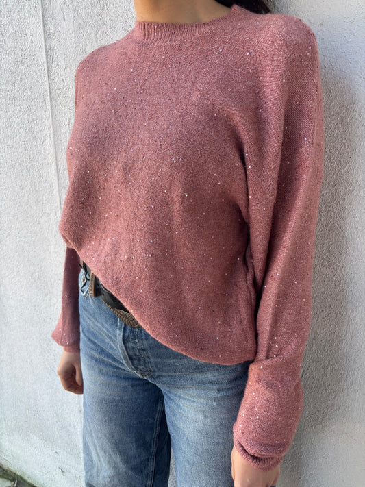 Pull Célestine - rose pailleté sequins